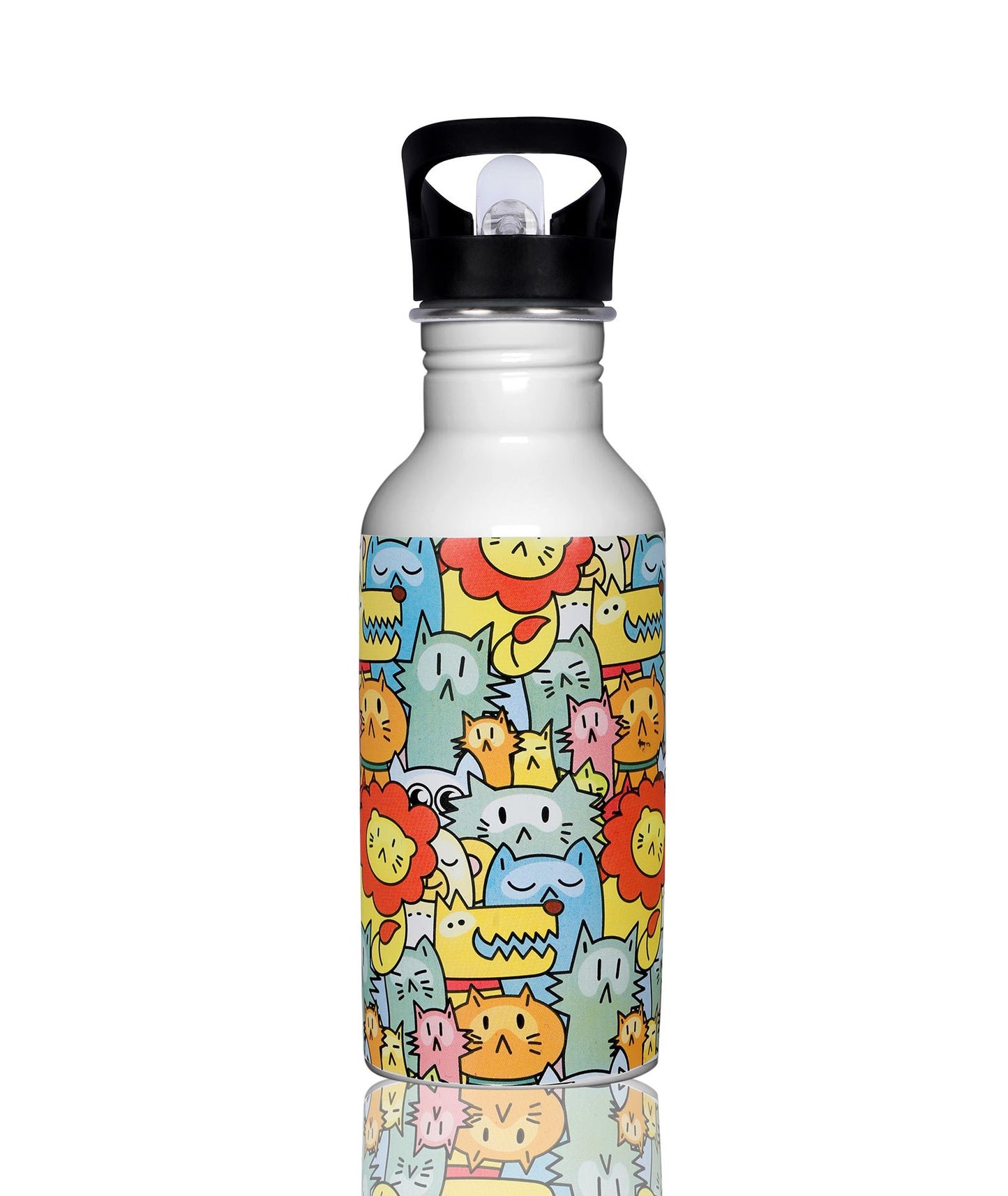 Magic Color Changing Bottle with Sipper Straw - 600 ML Stainless Steel