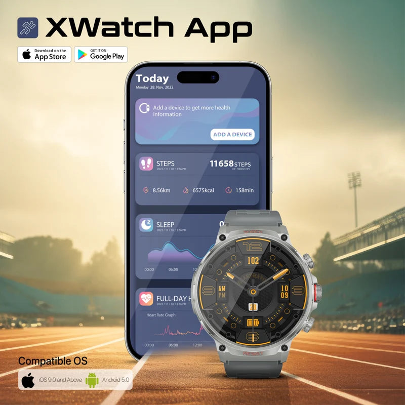 Promate 1.85" Round Screen Fitness Tracker Smartwatch with BT Calling