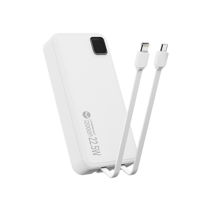 السعة 20000 مللي أمبير/ساعة/3.7 فولت، اللون: أسود/أبيض