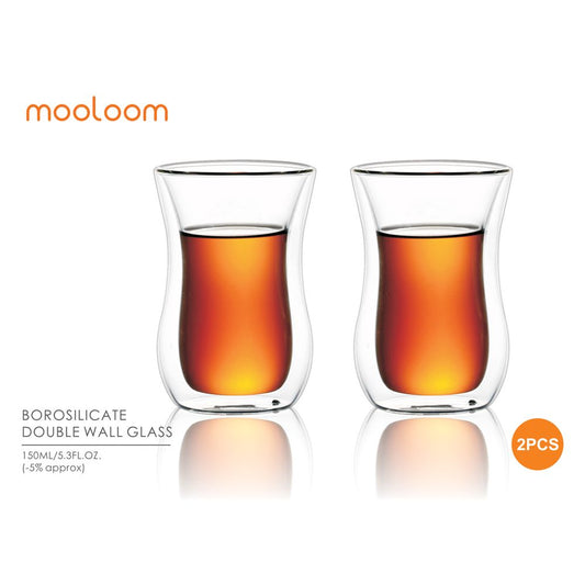 MOOLOOM HAND MADE BOROSILICATE GLASS DOUBLE WALL TEA CUP 150 ML 2 PCS