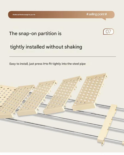 Adjustable Telescopic Shelf Rack with Stainless Steel Reinforced Pipes, Anti-Slip Grip & Expandable Design for Bathroom, Kitchen & Closet Storage Organization