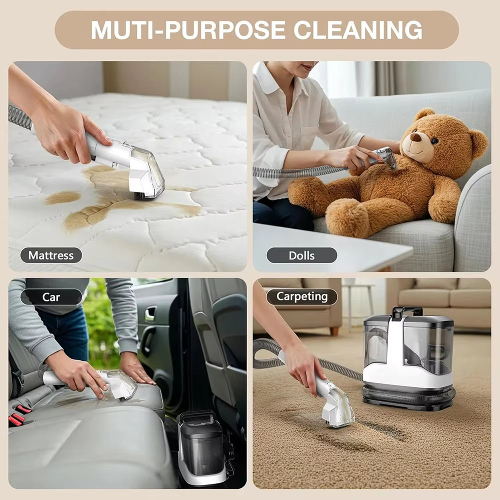 600W All-in-One Spray-Brush-Suction Carpet & Upholstery Spot Cleaner with 1500ml Clean Water Tank & 1600ml Dirty Water Tank, 16kPa Vacuum Power, IPX4 Waterproof System for Home, Sofa, Mattress, Car Interior & Pet Stain Removal