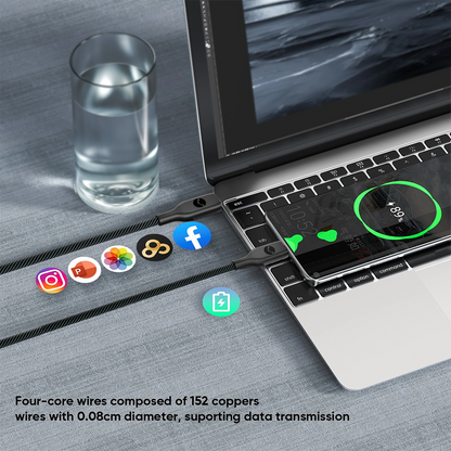 مخرج 5 فولت - 3 أمبير، طول 1 متر، مصنوع من مادة وقماش، معدل نقل 480 ميجابت في الثانية