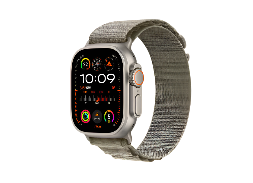 Apple Watch Ultra 2 GPS + Cellular, 49mm Titanium Case with Olive Alpine Loop - Medium