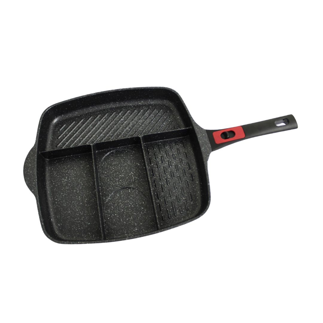 BH Die-Cast 4 In1 Fry Pan with Detachable Handle & Glass Lid 32X32X4.4 CM