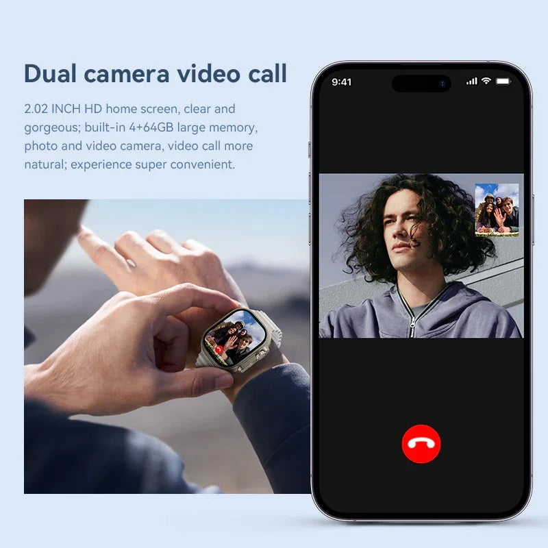 Howear HW Ultra 2 5G Android Smartwatch with Dual Cameras, Video Calling, 4GB RAM, 64GB Storage, GPS & Advanced Health Monitoring