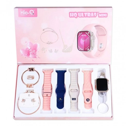 Hie-Q Ultra 9 Mini Smart Watch4 Strap, 4 Jewelry, Dynamic Island, Sports Mode, Always-on Display, Health Monitoring