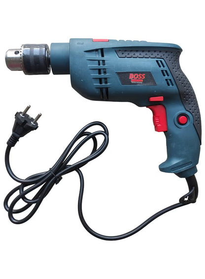 BOSS Professional Impact Drill with 13mm Chuck, Reversible Function, 100% Copper Motor for Wood, Metal, and Concrete - 1500W & 0-2800 RPM Speed