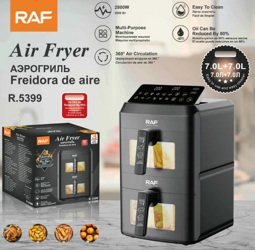 RAF Dual Basket Air Fryer 7L+7L 2800W with LED Display R5399