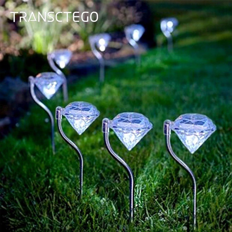 Pack of 4 LED Color Changing Solar Power Diamond Shaped Garden light