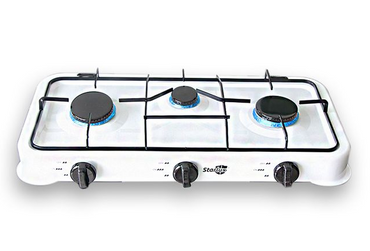 Starlux Table Top Gas Stove with 3 Burners for High-Efficiency Cooking - Automatic Ignition & Compact